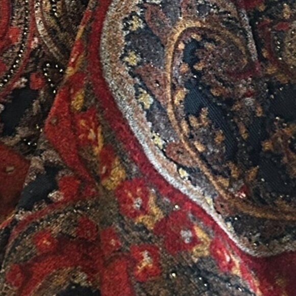 Vintage 90s Boho Glitter Velour Paisley Tapestry Slouch Bag Witchy Gypsy - Picture 7 of 8